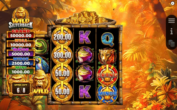 Wild Silverback - Free Spins के दौरान गेम स्क्रीन